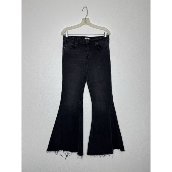 FOREVER 21 Denim - Forever 21 Flared Leg Jeans Womens 30 Black Wide Leg Denim Bell Bottoms Raw Hem
